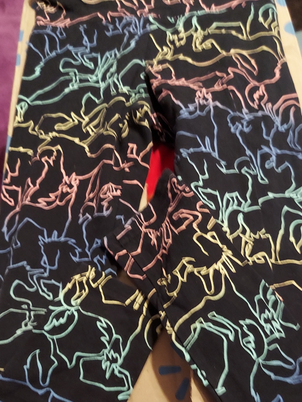 Justice Black Leggings with Neon Unicorn Outline Print